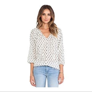 Soft by Joie Small Floral Print Oversized 3/4 Sleeve Peasant Top Size Medium